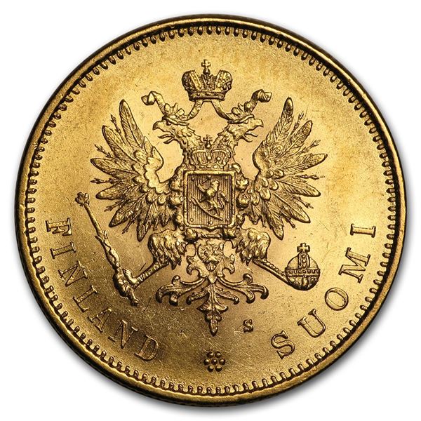 1878-1891 Finland Gold 20 Markkaa AU/BU (Random Dates)