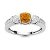 Image 1 : Natural 0.82 CTW Citrine & Diamond Engagement Ring 18K White Gold