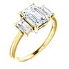 Image 1 : Natural 3.32 CTW Emerald Cut 3-Stone Diamond Engagement Ring 14KT Yellow Gold