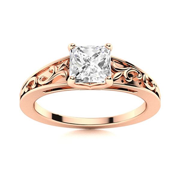 Natural 1.25 CTW Diamond Solitaire Ring 14K Rose Gold