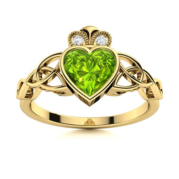 Natural 0.52 CTW Peridot & Diamond Engagement Ring 14K Yellow Gold