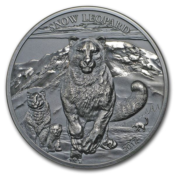 2017 Mongolia 1 oz Silver High Relief Animals (Snow Leopard)