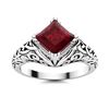 Image 1 : Natural 1.50 CTW Ruby Solitaire Ring 14K White Gold