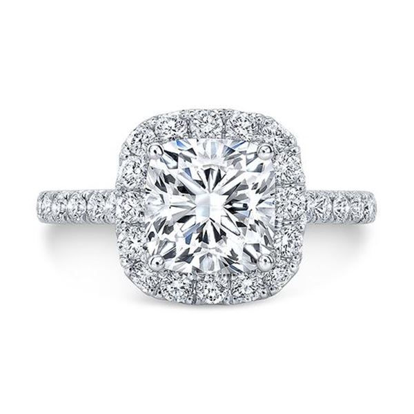 Natural 1.92 CTW Cushion Cut Halo Diamond Engagement Ring 18KT White Gold