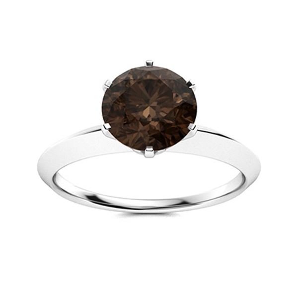 Natural 1.71 CTW Smoky Quartz Solitaire Ring 14K White Gold