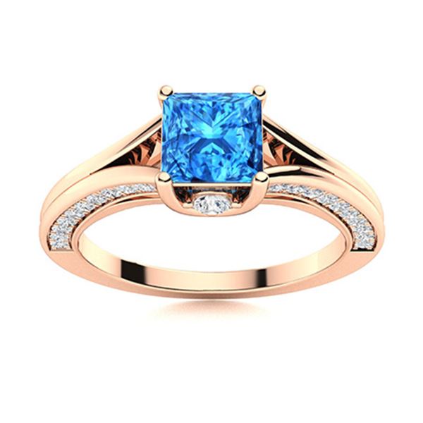 Natural 1.03 CTW Topaz & Diamond Engagement Ring 14K Rose Gold