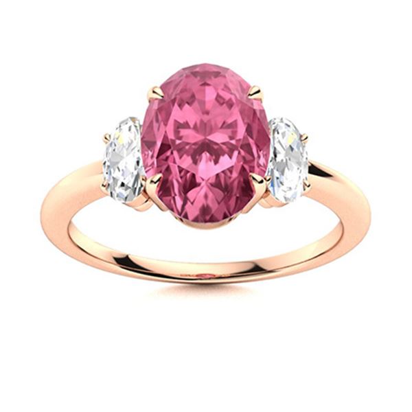 Natural 1.55 CTW Tourmaline & Diamond Engagement Ring 14K Rose Gold