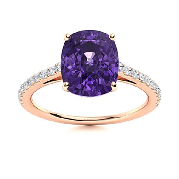 Natural 1.31 CTW Amethyst & Diamond Engagement Ring 14K Rose Gold