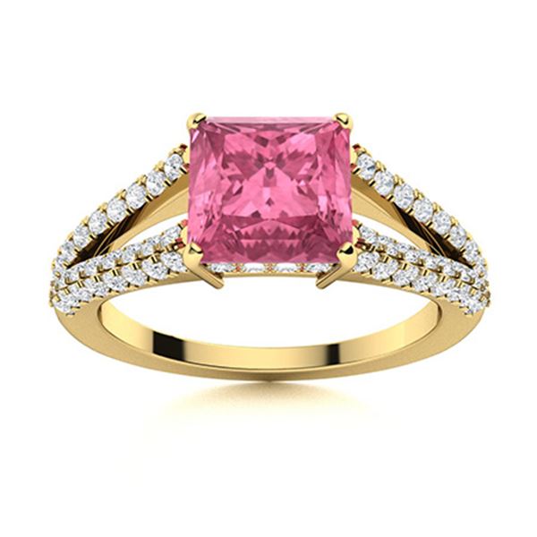 Natural 1.59 CTW Tourmaline & Diamond Engagement Ring 14K Yellow Gold