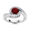 Image 1 : Natural 1.09 CTW Garnet & Diamond Engagement Ring 14K White Gold