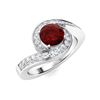 Image 2 : Natural 1.09 CTW Garnet & Diamond Engagement Ring 14K White Gold