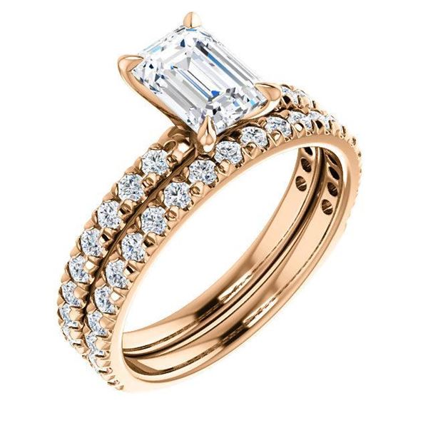 Natural 2.52 CTW Pave Emerald Cut Diamond Engagement Ring 14KT Rose Gold