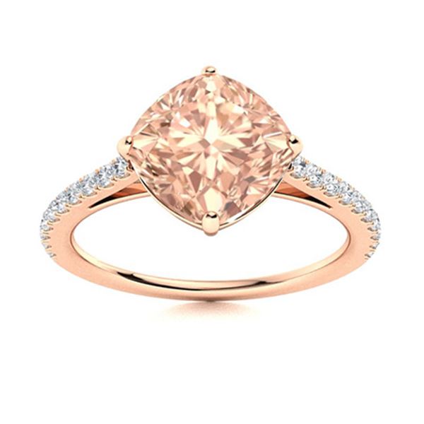 Natural 1.32 CTW Morganite & Diamond Engagement Ring 18K Rose Gold