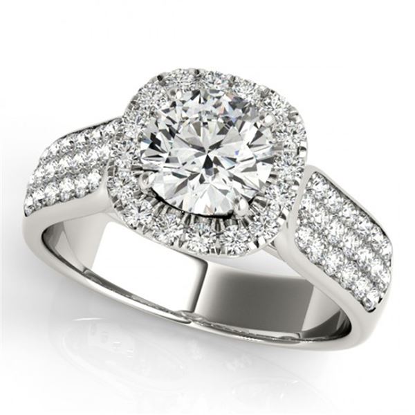 Natural 1.8 ctw Diamond Solitaire Halo Ring 14k White Gold