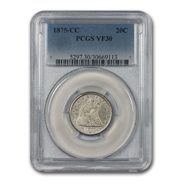 1875-CC Twenty Cent Piece VF-30 PCGS