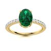 Image 1 : Natural 1.05 CTW Emerald & Diamond Engagement Ring 14K Yellow Gold