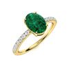 Image 2 : Natural 1.05 CTW Emerald & Diamond Engagement Ring 14K Yellow Gold
