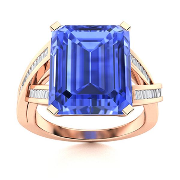 Natural 5.97 CTW Ceylon Sapphire & Diamond Engagement Ring 18K Rose Gold