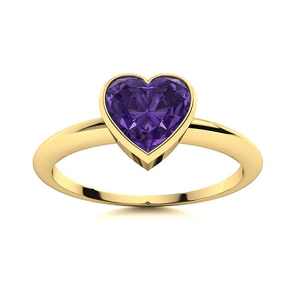 Natural 0.41 CTW Amethyst Solitaire Ring 14K Yellow Gold