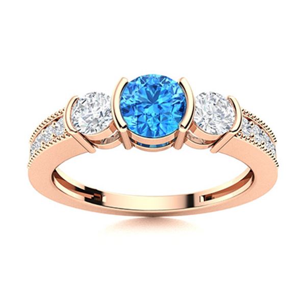 Natural 0.81 CTW Topaz & Diamond Engagement Ring 14K Rose Gold