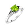 Image 2 : Natural 0.81 CTW Peridot & Diamond Engagement Ring 14K White Gold