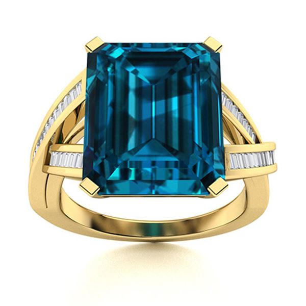 Natural 3.92 CTW Topaz & Diamond Engagement Ring 18K Yellow Gold