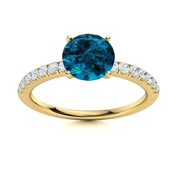 Natural 1.47 CTW Topaz & Diamond Engagement Ring 18K Yellow Gold