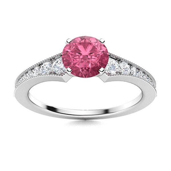 Natural 0.85 CTW Tourmaline & Diamond Engagement Ring 14K White Gold
