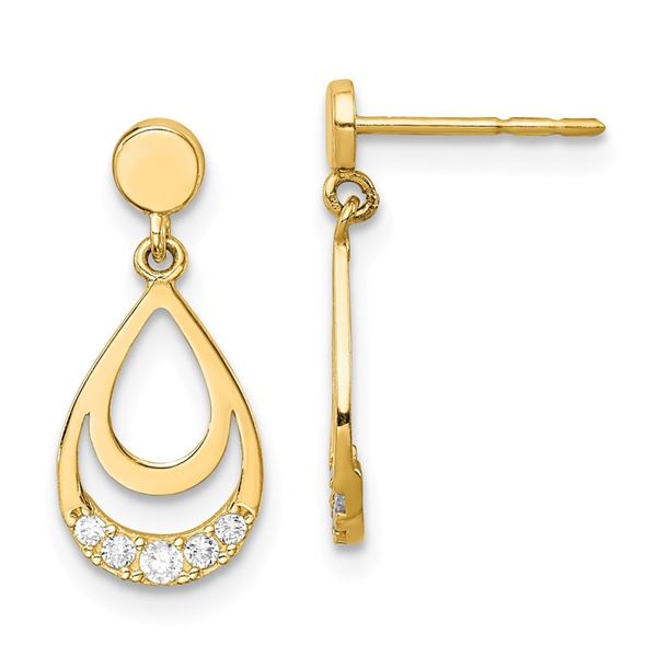 14k Cubic Zirconia Teardrop Dangle Earrings - 43 mm