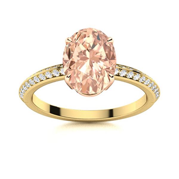 Natural 1.80 CTW Morganite & Diamond Engagement Ring 18K Yellow Gold