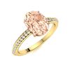 Image 2 : Natural 1.80 CTW Morganite & Diamond Engagement Ring 18K Yellow Gold