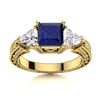 Image 1 : Natural 2.0 CTW Sapphire & Diamond Engagement Ring 18K Yellow Gold