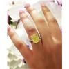 Image 1 : Natural 3.77 CTW Radiant Cut Earth Mined Canary Yellow Diamond Ring 14KT Two-tone