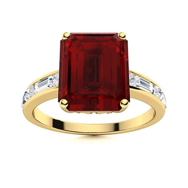 Natural 2.63 CTW Garnet & Diamond Engagement Ring 14K Yellow Gold