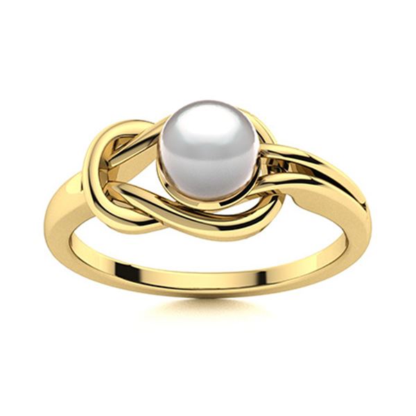 Natural 0.52 CTW Pearl Solitaire Ring 18K Yellow Gold