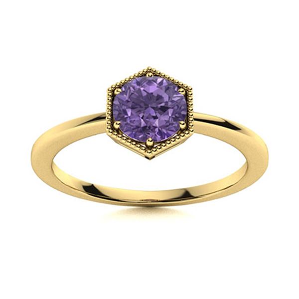 Natural 1.06 CTW Iolite Solitaire Ring 18K Yellow Gold