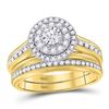 Image 1 : 14kt Yellow Gold Round Diamond Bridal Wedding Ring Band Set 1/2 Cttw