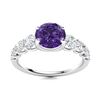 Image 1 : Natural 1.78 CTW Amethyst & Diamond Engagement Ring 18K White Gold