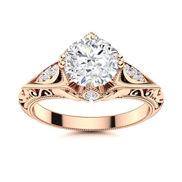 Natural 1.14 CTW Diamond Solitaire Ring 18K Rose Gold