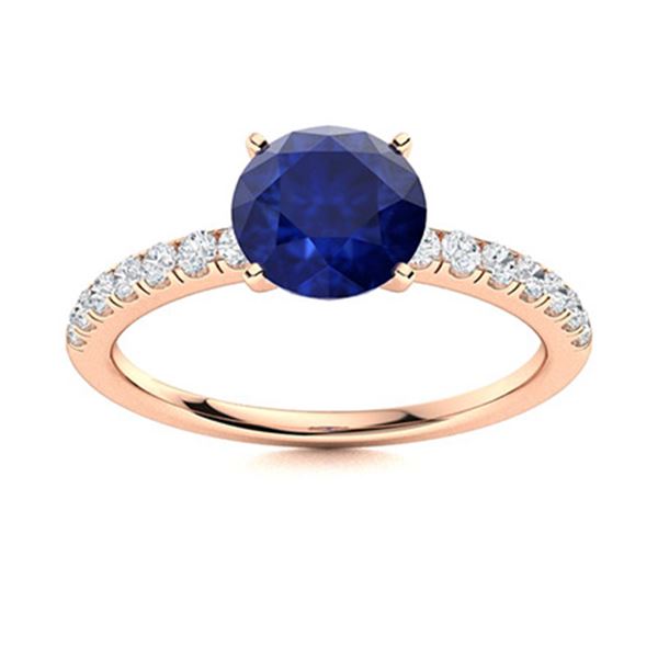 Natural 2.52 CTW Sapphire & Diamond Engagement Ring 18K Rose Gold