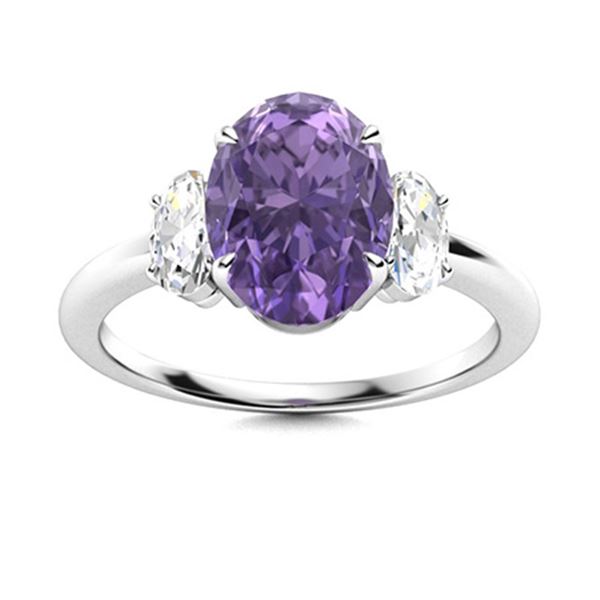 Natural 2.06 CTW Iolite & Diamond Engagement Ring 18K White Gold