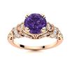 Image 1 : Natural 1.40 CTW Amethyst & Diamond Engagement Ring 18K Rose Gold