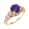 Image 2 : Natural 1.40 CTW Amethyst & Diamond Engagement Ring 18K Rose Gold