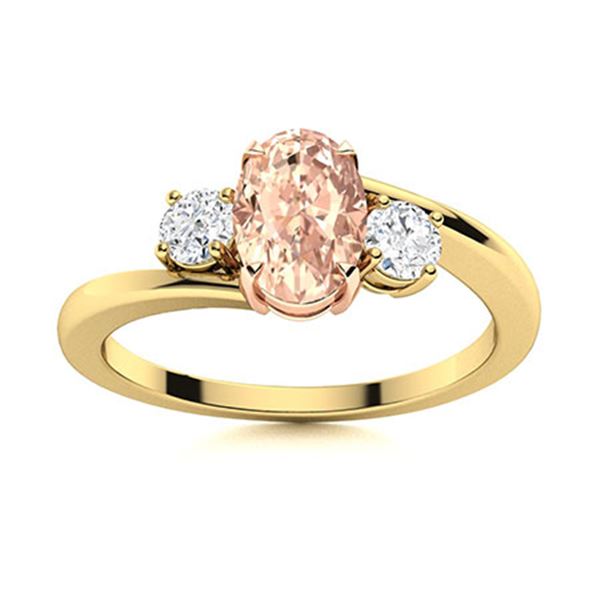 Natural 1.0 CTW Morganite & Diamond Engagement Ring 14K Yellow Gold