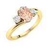 Image 2 : Natural 1.0 CTW Morganite & Diamond Engagement Ring 14K Yellow Gold
