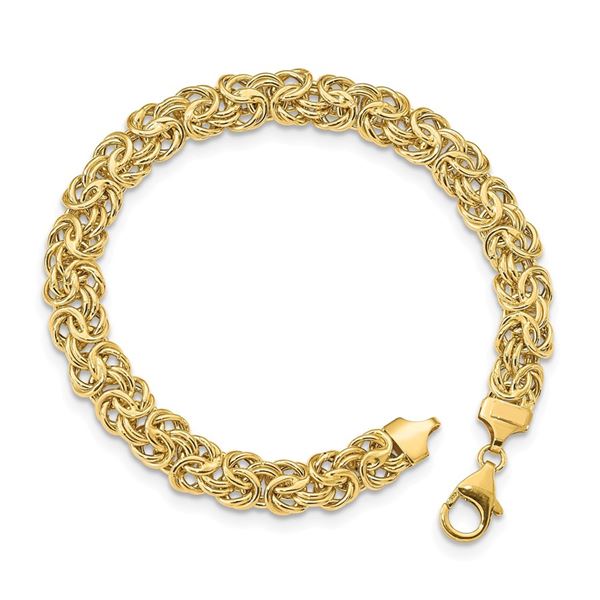 14k Yellow Gold Polished Fancy Byzantine Link Bracelet - 8 in.