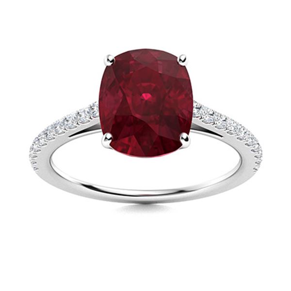 Natural 2.63 CTW Ruby & Diamond Engagement Ring 14K White Gold