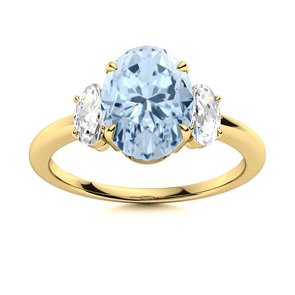 Natural 4.48 CTW Aquamarine & Diamond  Engagement Ring 18K Yellow Gold