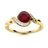 Image 1 : Natural 1.44 CTW Ruby & Diamond Engagement Ring 14K Yellow Gold