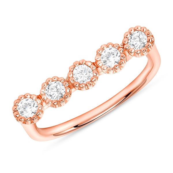 Natural 0.36 CTW Bezel Diamond Bar Ring 14KT Rose Gold